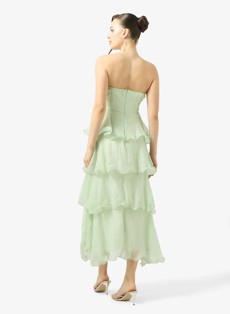 Ginger Bandeau Tiered A Line Dress